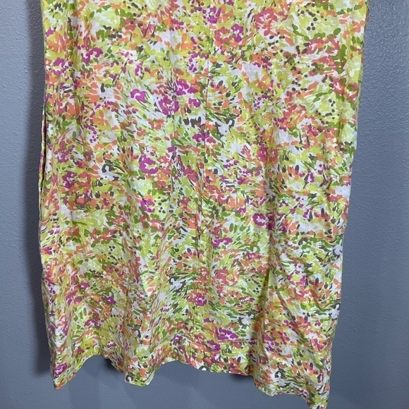 J. Jill Love Linen Pink Green Artsy Abstract Printed Shift Dress Sz XS D65 - Picture 10 of 11